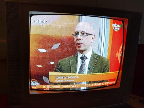 Daniele Procida on Namibian television during the conference