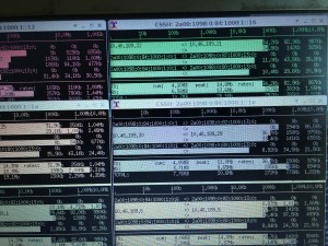 iftop, our network monitoring software showing traffic shuttling between the fileserver and the load balancers
