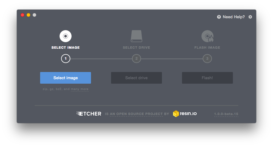 Etcher from resin.io ( Source: raspberrypi.org )