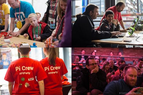 Collage of Raspberry Pi and Code Club fifth birthday images 