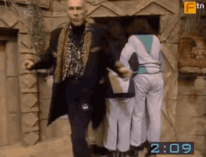 A GIF of Crystal Maze host Richard O'Brien having fun on set. Build your own Raspberry Pi Crystal Maze